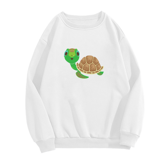 Adorable Cartoon Turtle Crewneck Sweatshirt for Turtle Lovers Animal Graphic