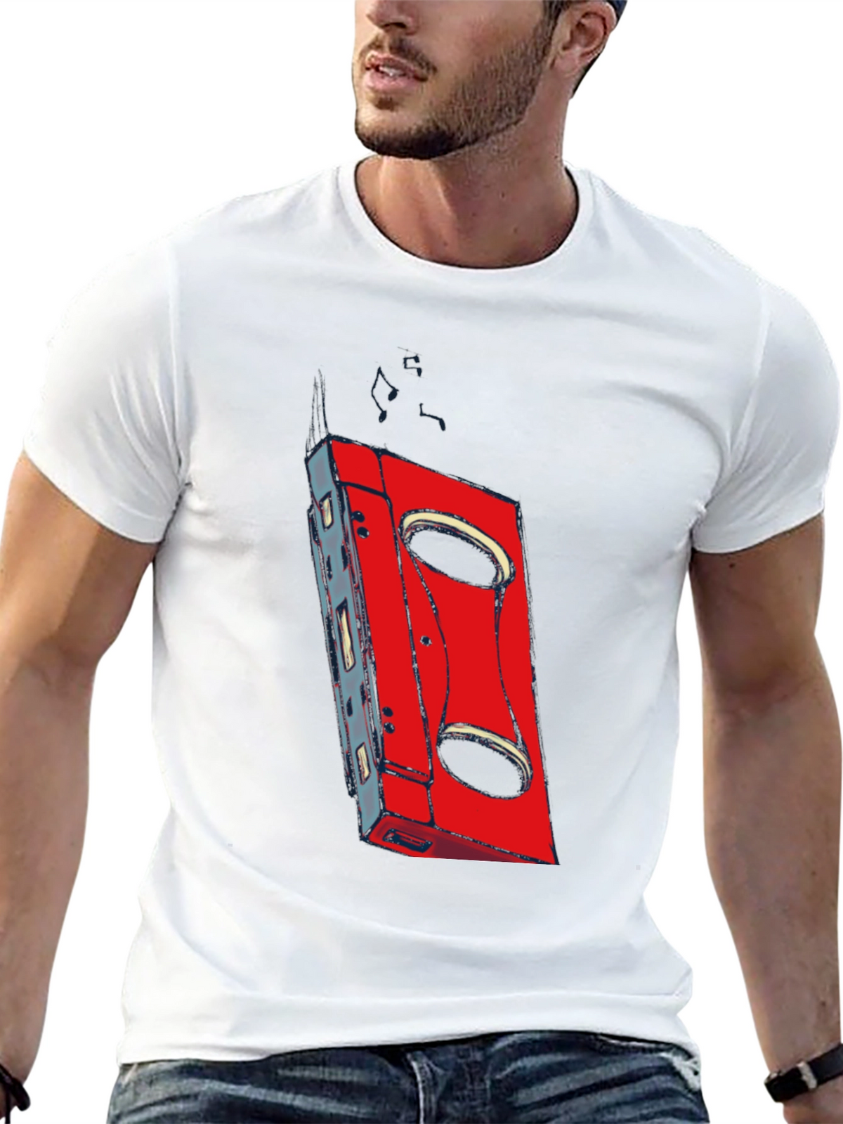 Retro Cassette Graphic T-Shirt - Black