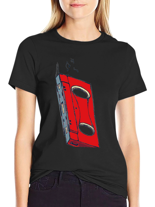 Retro Cassette Graphic T-Shirt - Black