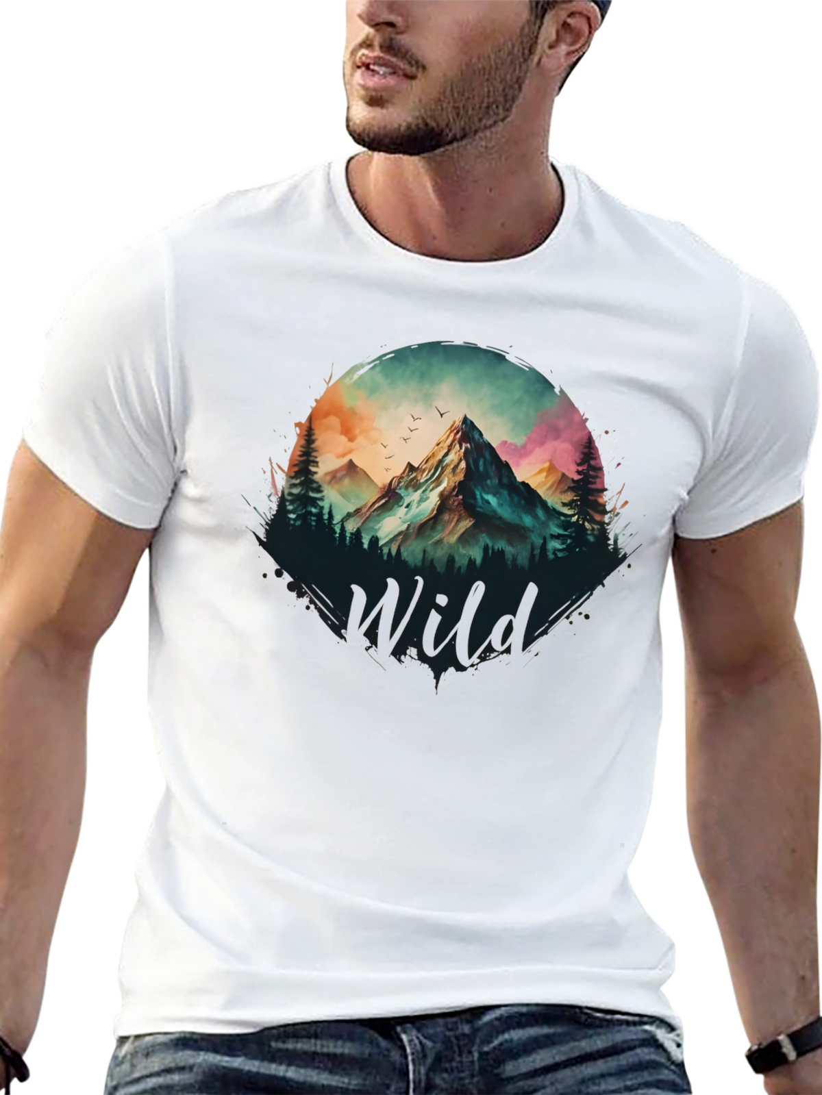 Wild Mountain Scene Graphic T-Shirt