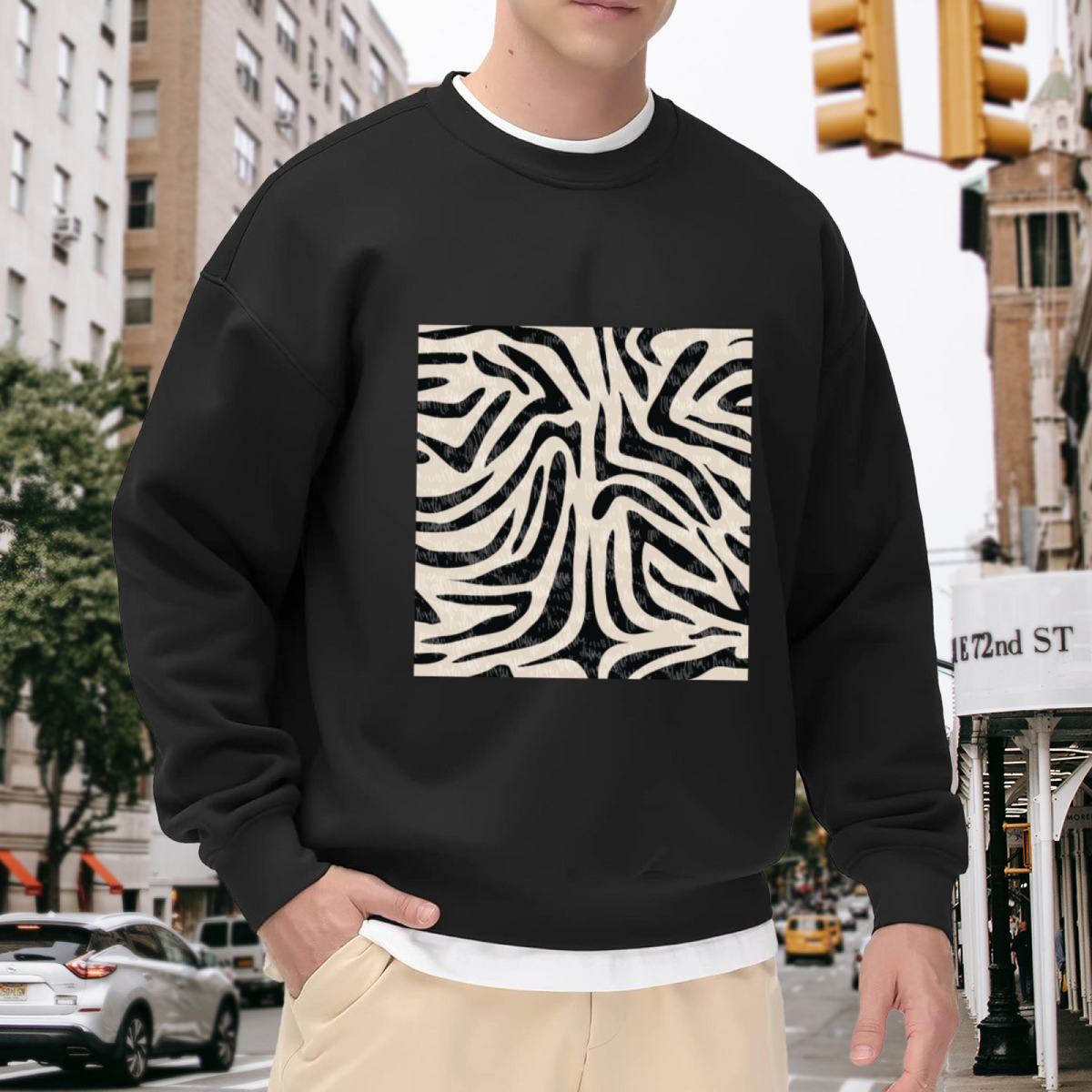 Abstract Line Art Maze Sweatshirt | Minimalist Geometric Pattern Graphic Crewneck, Modern Art Pullover Top, Design Lover Gift for Men Women