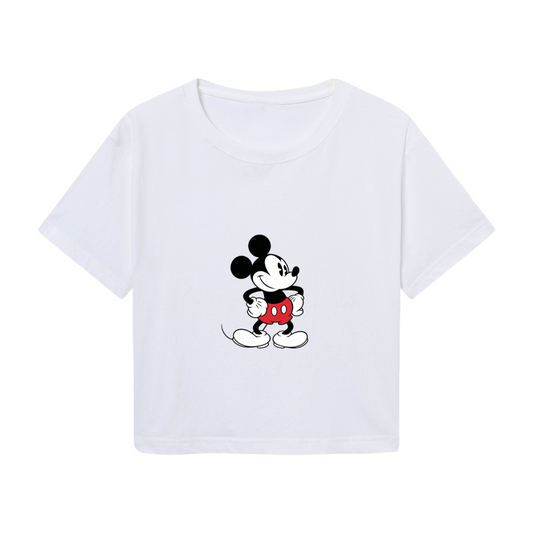 Vintage Classic Mickey Mouse White Cropped Tee