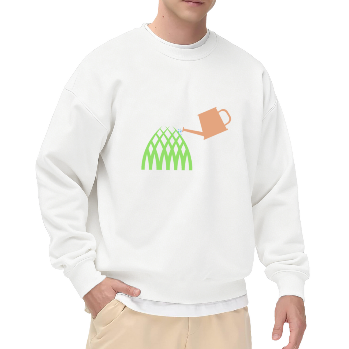 Watering Can Garden Trellis Minimalist Crewneck Sweatshirt | Cute Gardening Graphic Pullover, Gardener Gift Top