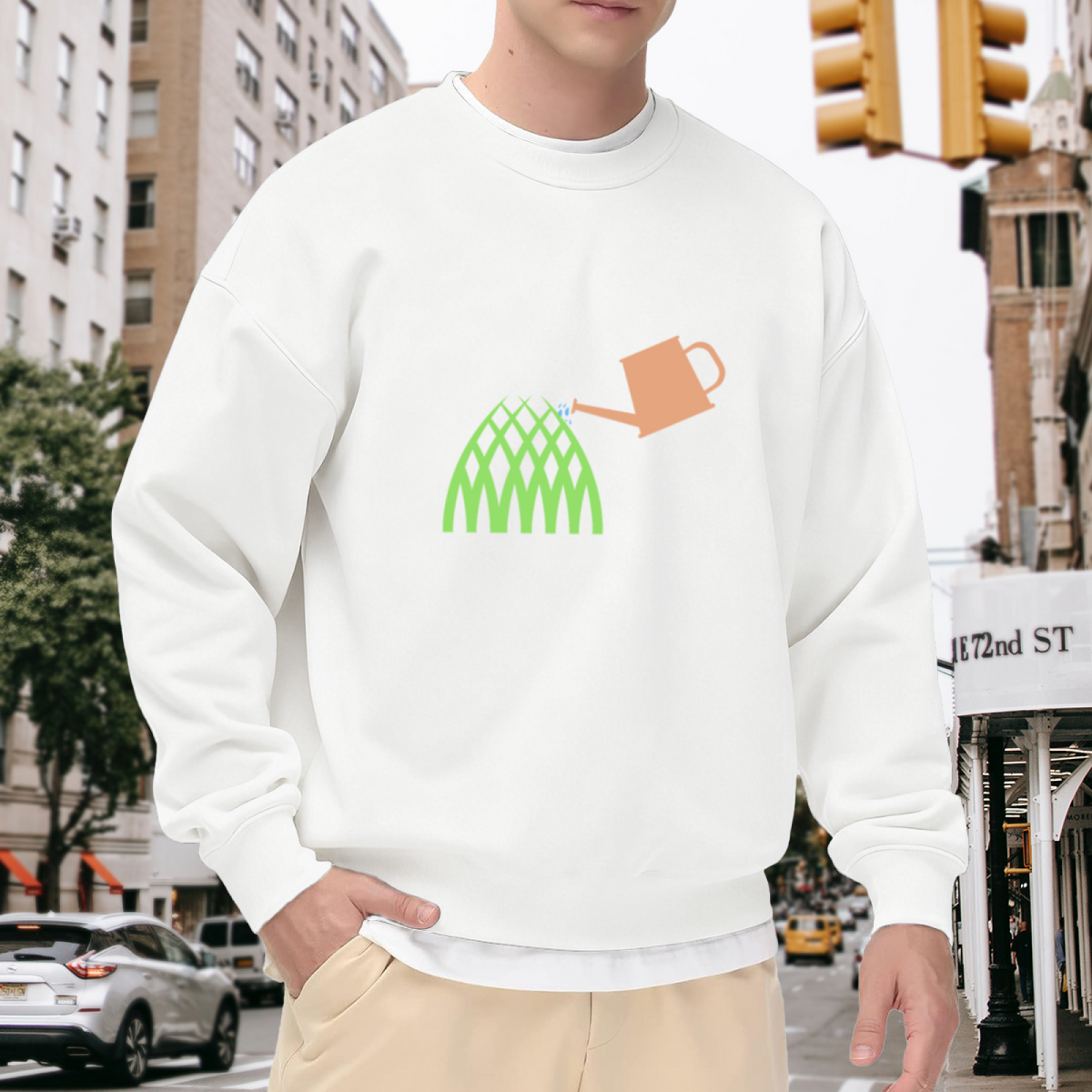 Watering Can Garden Trellis Minimalist Crewneck Sweatshirt | Cute Gardening Graphic Pullover, Gardener Gift Top