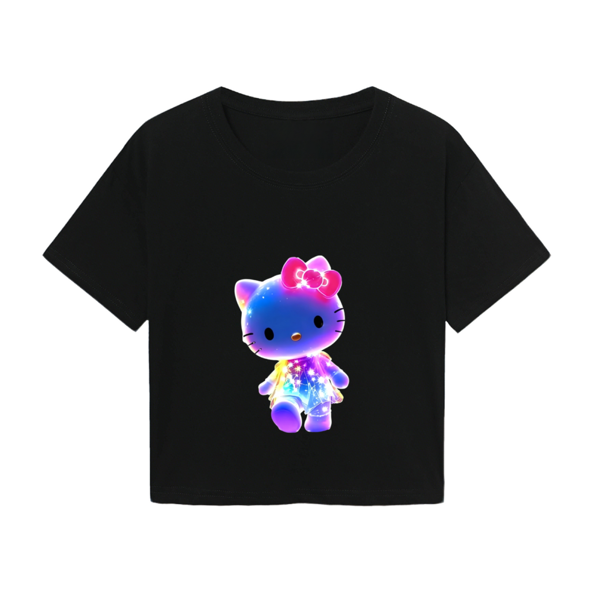 Cute Hello Kitty & Tiny Friends Graphic White Cropped Tee