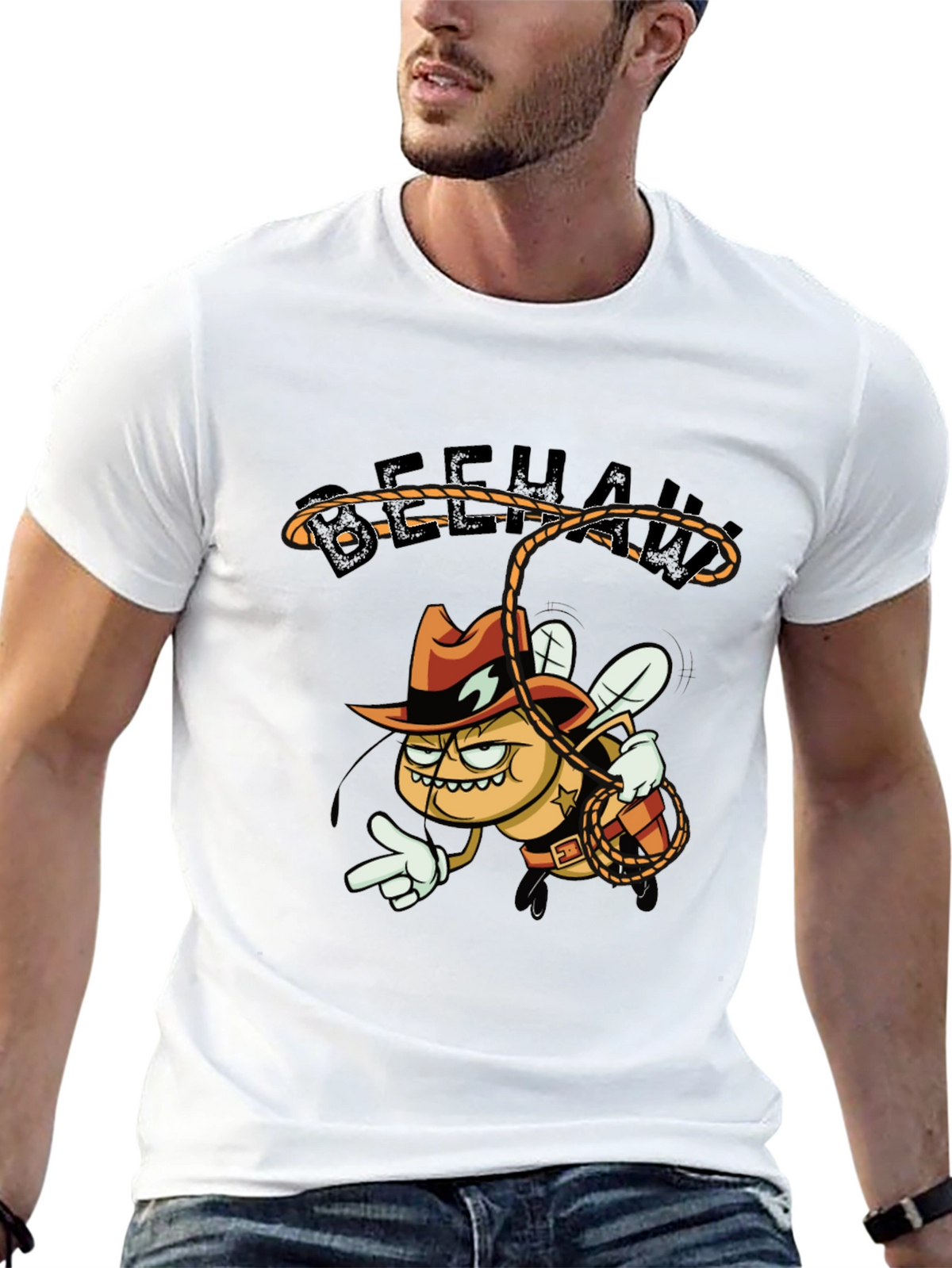 Beehaw Cartoon Graphic Black T-Shirt