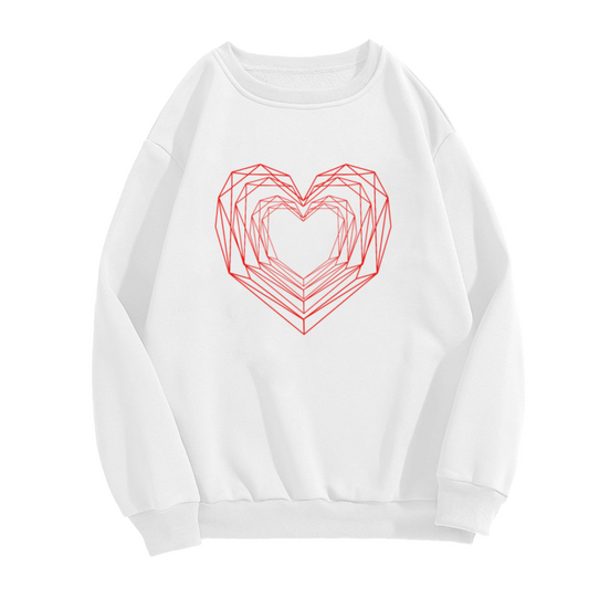 Geometric Wireframe Heart Minimalist Crewneck Sweatshirt | Modern Abstract Love Line Art Pullover, Valentine's Day Gift