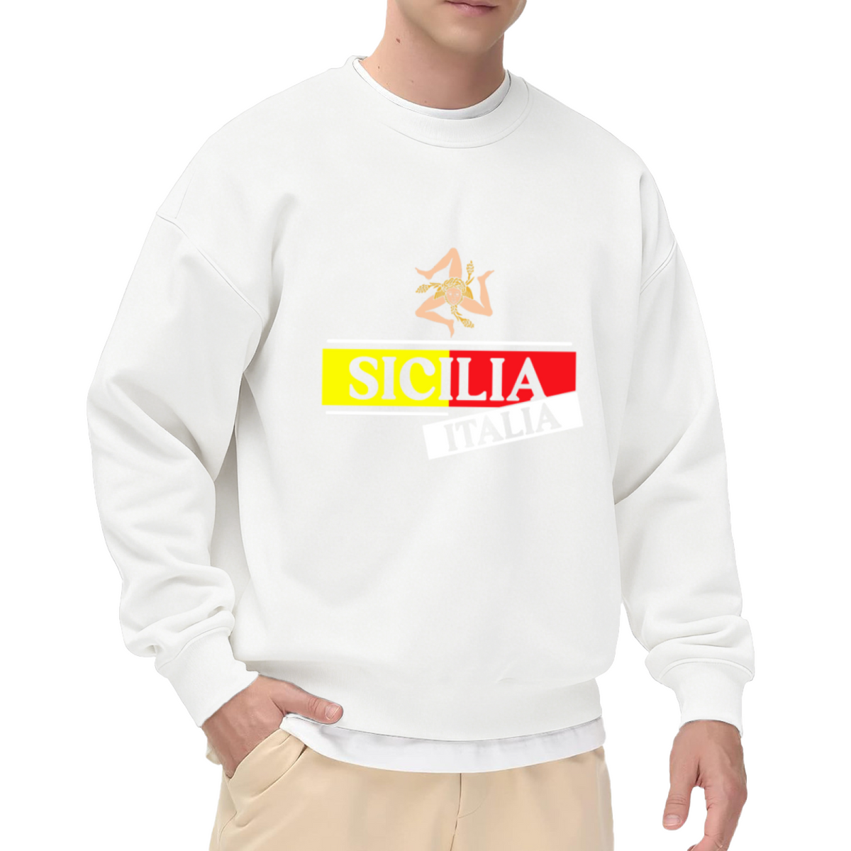 Sicilia Italia Medusa Crewneck Sweatshirt, Sicily Pride Badge Pullover, Italian Heritage Gift