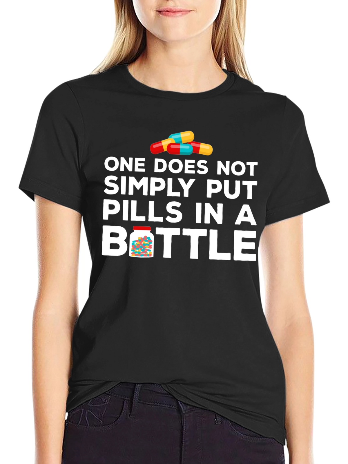 Pills in Bottle Graphic T-Shirt - Funny Meme Tee