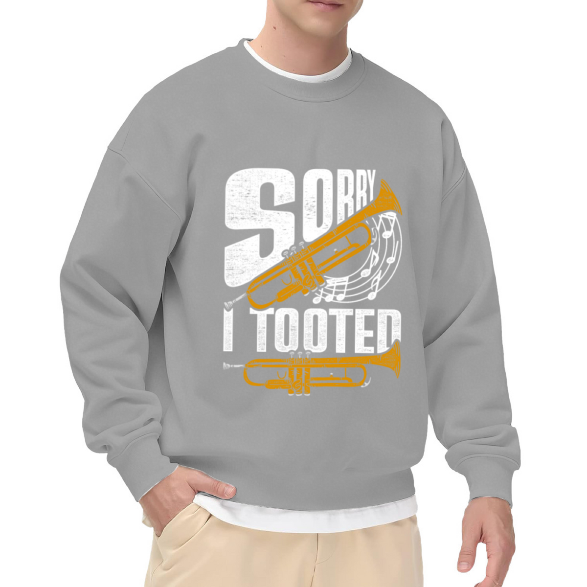 Sorry I Tooted Trumpet Crewneck Sweatshirt - Funny Musician Pun Pullover, Brass Player Gift, Band Humor Top