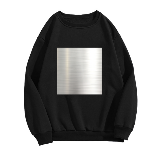 Brushed Metal Texture Minimalist Crewneck Sweatshirt | Industrial Abstract Silver Square Pullover, Modern Streetwear Top