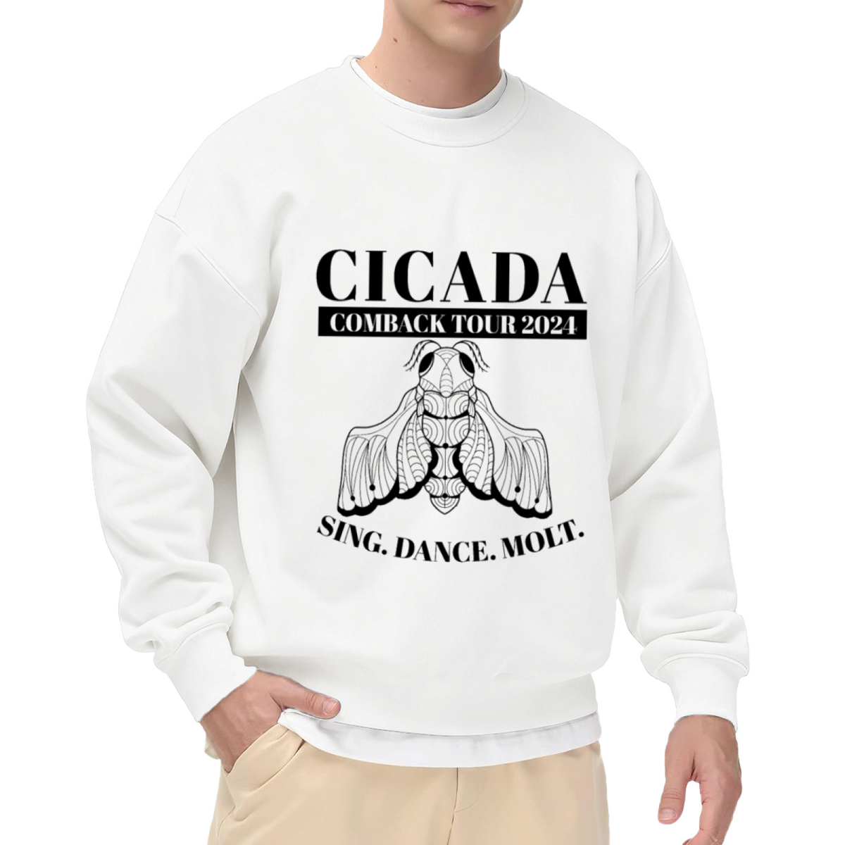 Cicada Comeback Tour 2024 Sweatshirt | Retro Tour Merch Insect Graphic Crewneck, Funny Nature Pullover Top, Entomology Gift for Men Women
