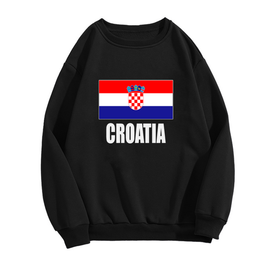 Croatia Flag Crewneck Sweatshirt, Croatian Coat Of Arms Pullover, Croatia Pride Gift