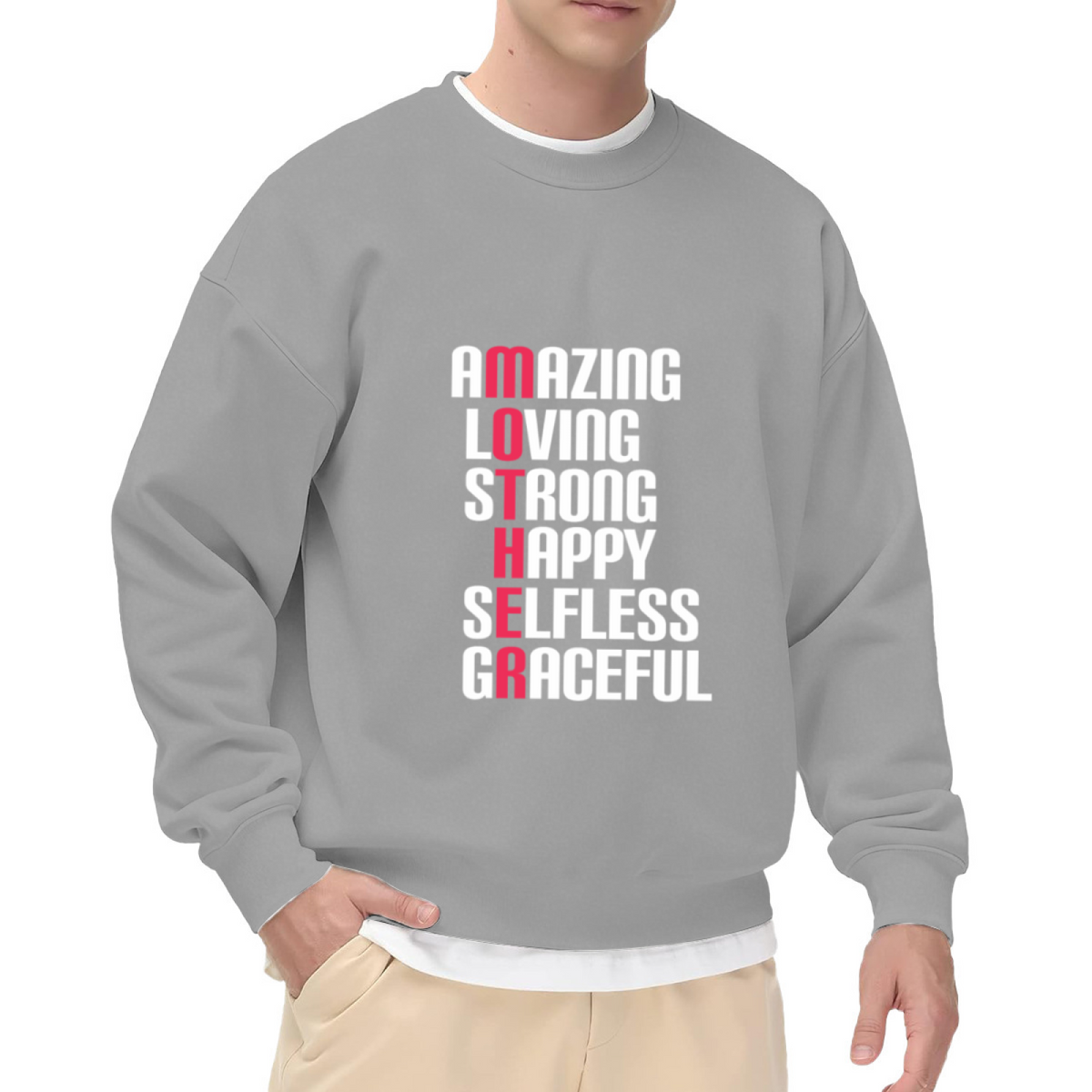 Amazing Loving Strong Mother Crewneck Sweatshirt - Mother's Day Acrostic Gift Pullover, Mom Appreciation Top