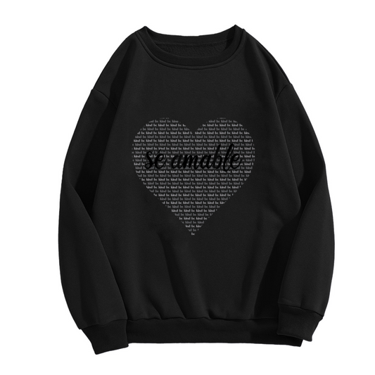Be Kind Heart Text Art Crewneck Sweatshirt, Typographic Heart Pullover, Kindness Gift