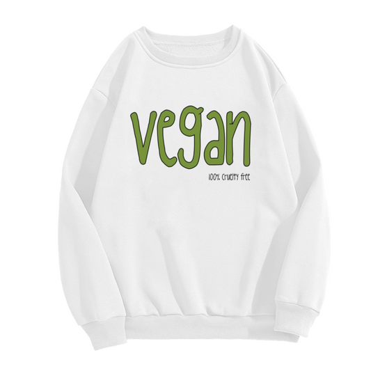 Vegan 100% Cruelty Free Bubble Letter Crewneck Sweatshirt | Plant-Based Ethical Fashion Pullover, Vegan Gift