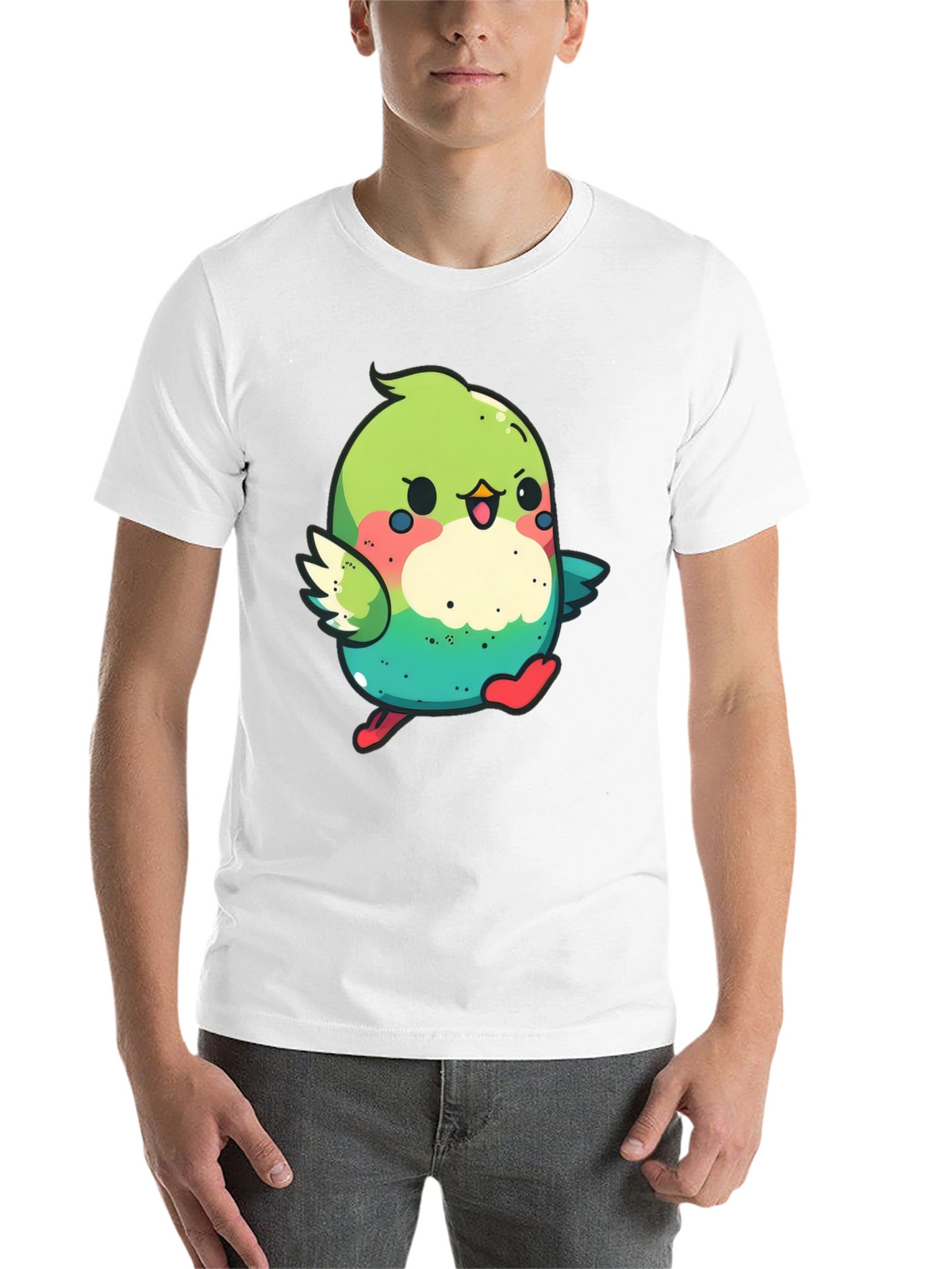 Cute Cartoon Bird Graphic Tee - Black