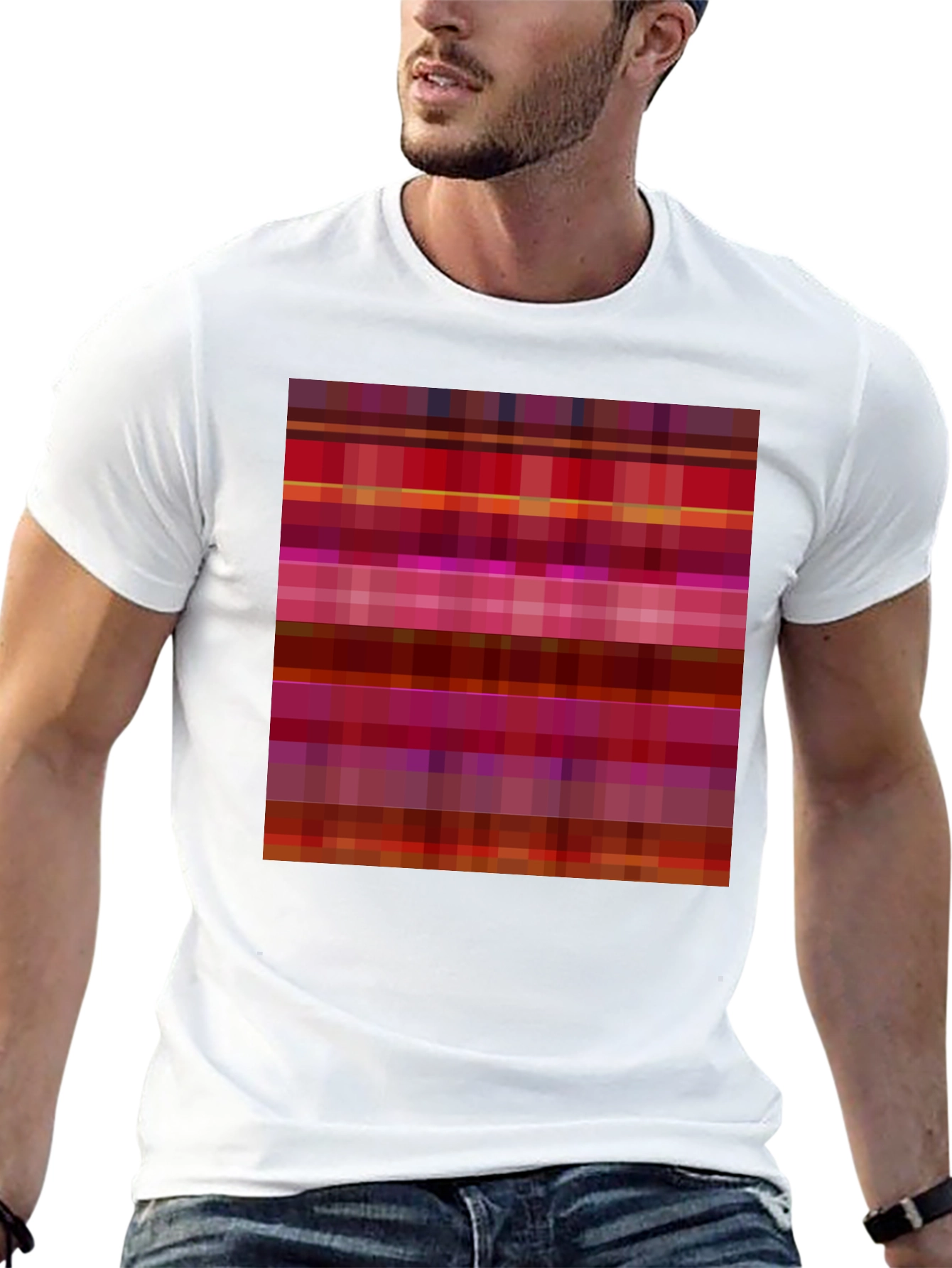 Retro Pixel Pattern Black T-Shirt
