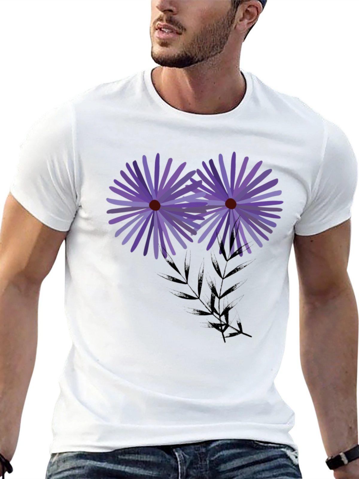 Floral Graphic Black T-Shirt - Artistic Blossom Design
