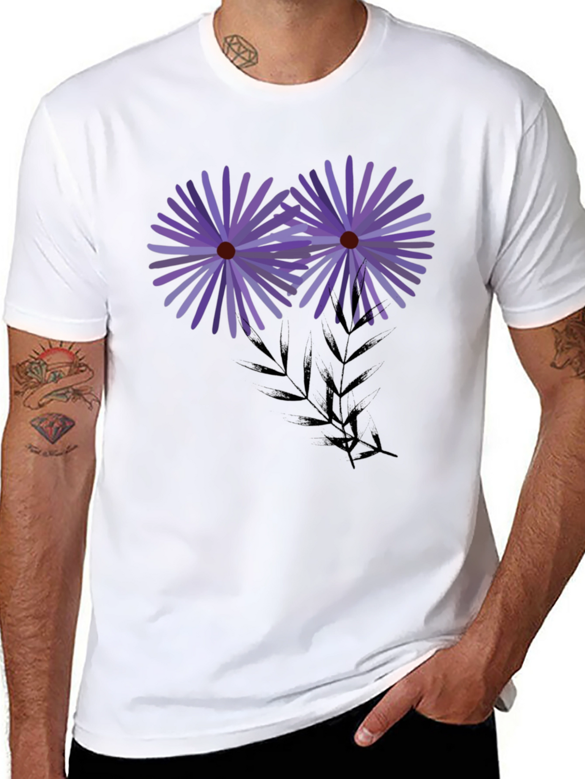 Floral Graphic Black T-Shirt - Artistic Blossom Design