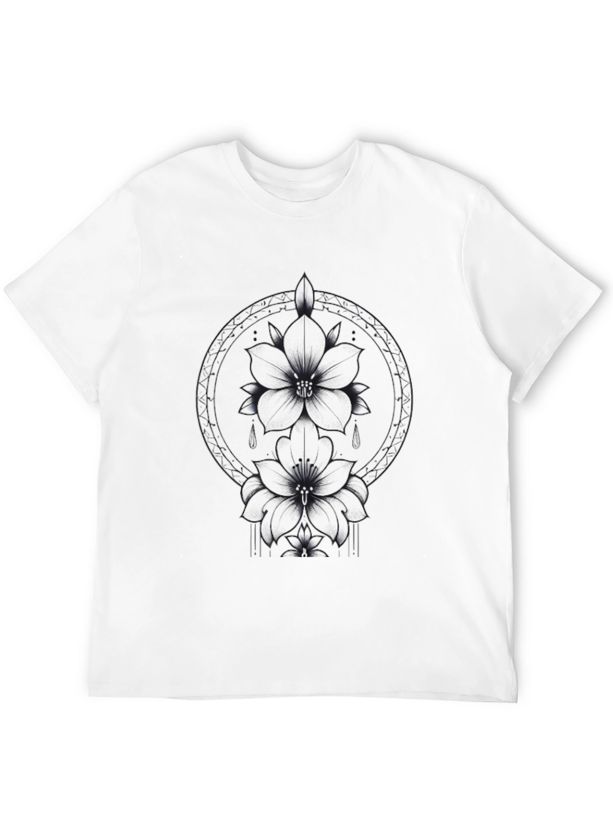 Floral Graphic Print Black T-Shirt