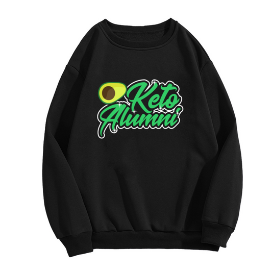 Keto Alumni Avocado Retro Script Crewneck Sweatshirt | Funny Low Carb Diet Humor Pullover, Healthy Lifestyle Gift