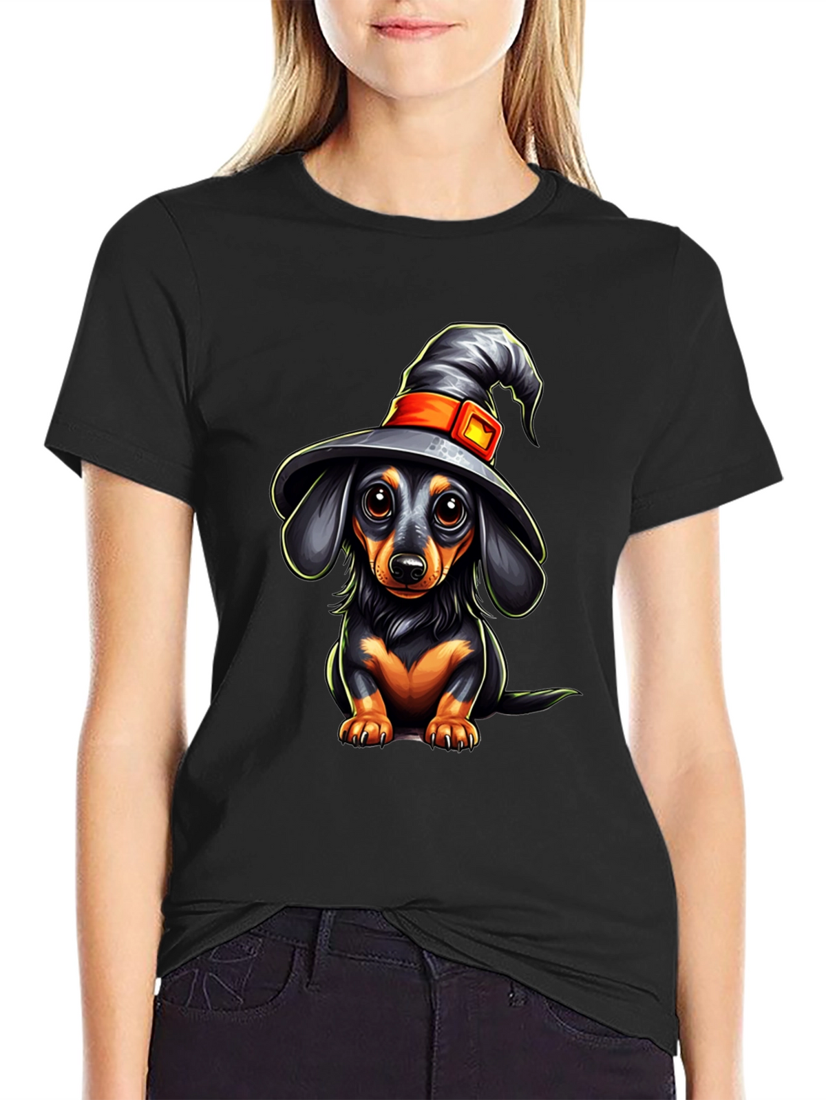 Witch Dachshund T-Shirt - Halloween Dog Tee