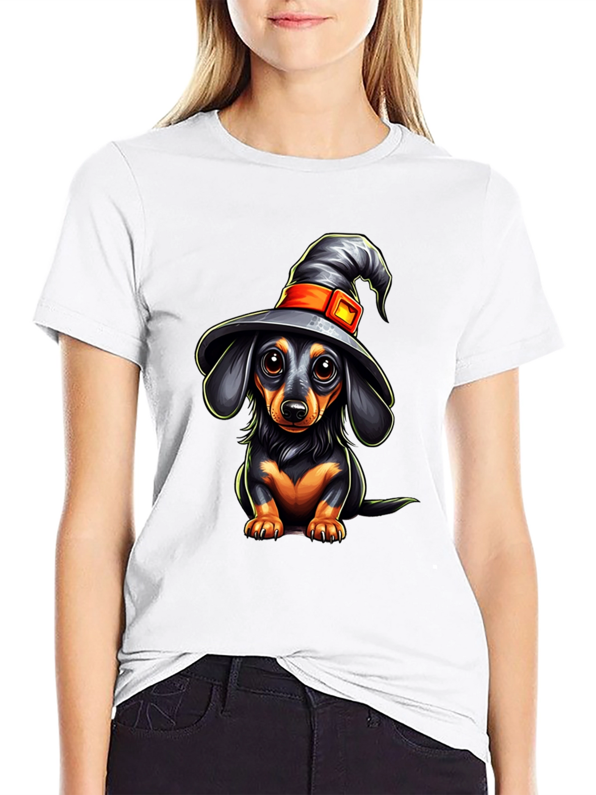 Witch Dachshund T-Shirt - Halloween Dog Tee
