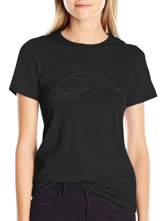 Black Orca Line Art T-Shirt
