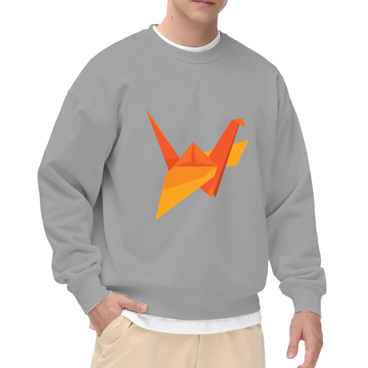 Origami Crane Sweatshirt | Minimalist Paper Bird Graphic Crewneck, Geometric Japanese Art Pullover Top, Origami Lover Gift for Women Men