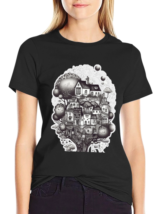 Whimsical Treehouse Graphic T-Shirt