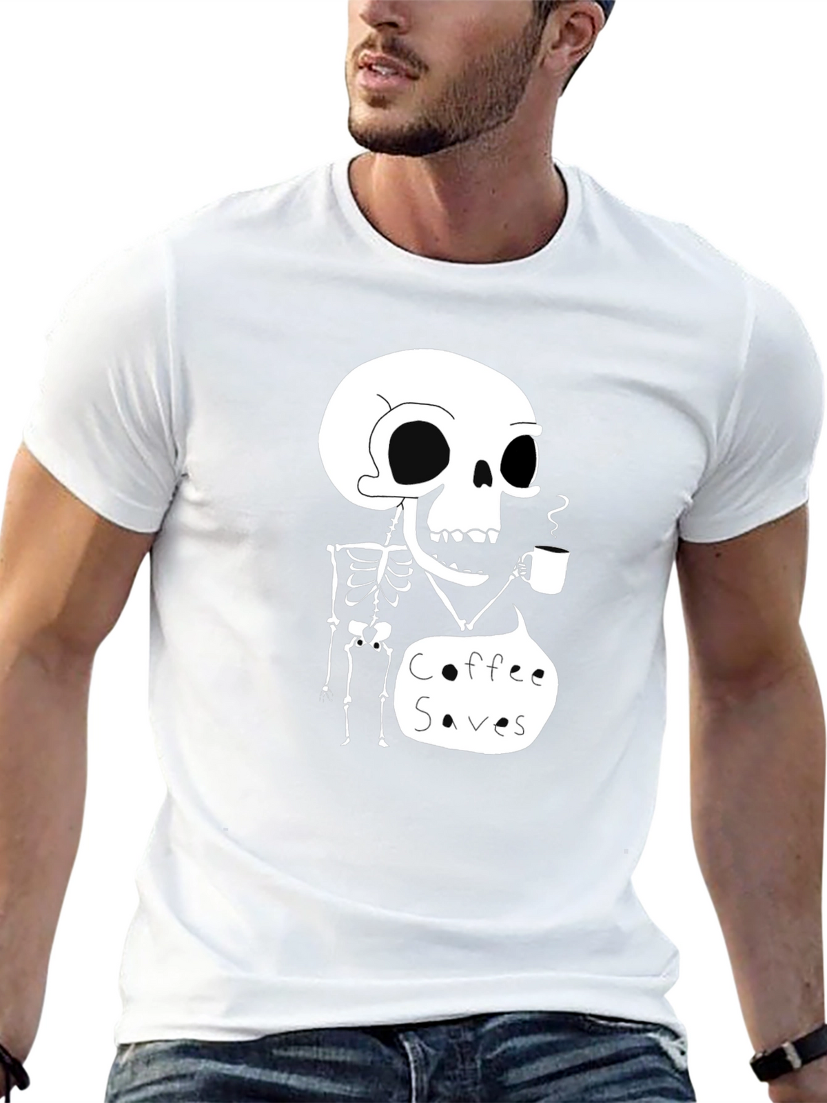 Coffee Saves Skeleton T-Shirt - Funny Graphic Tee