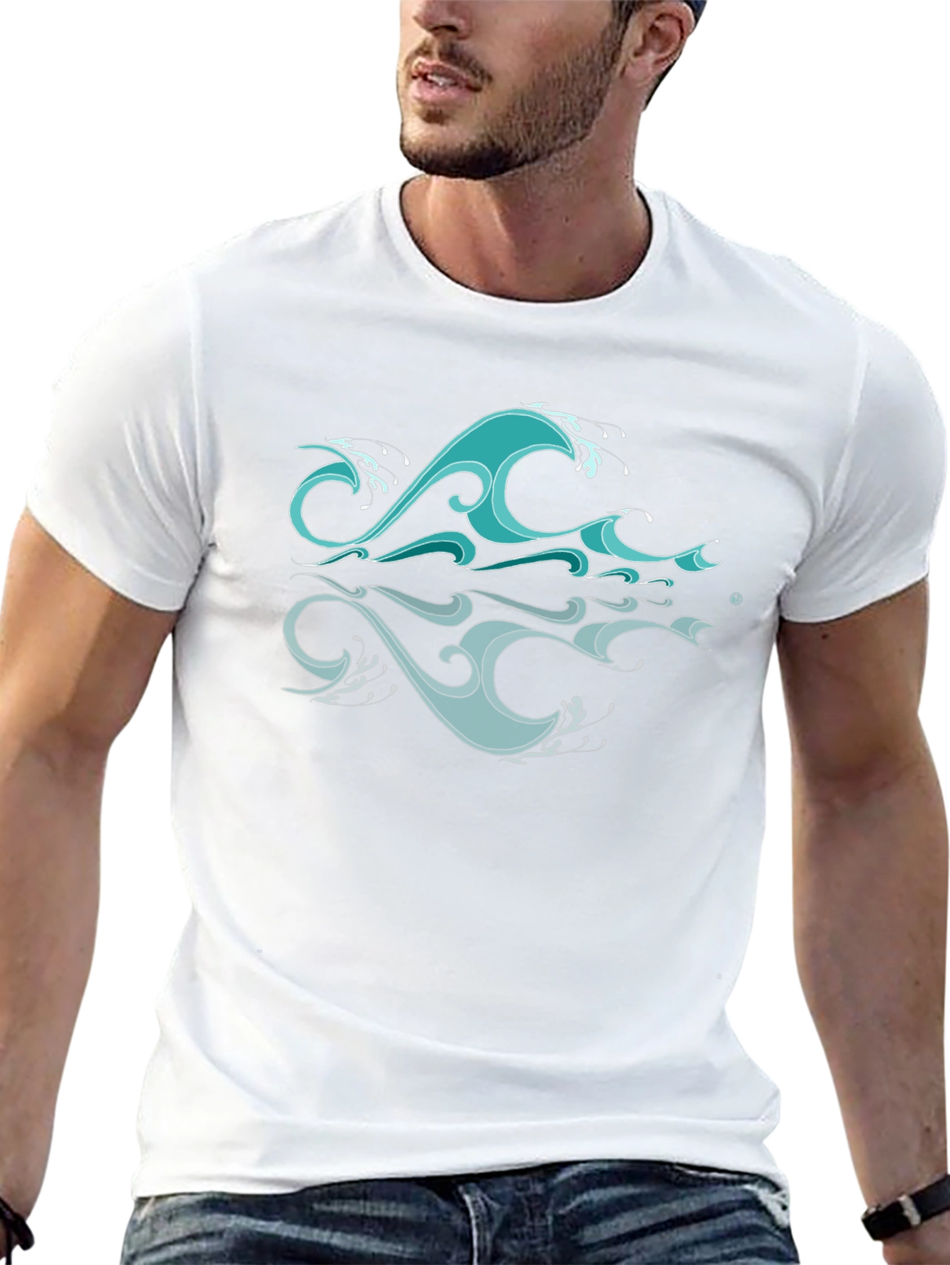 Ocean Wave Graphic Black T-Shirt