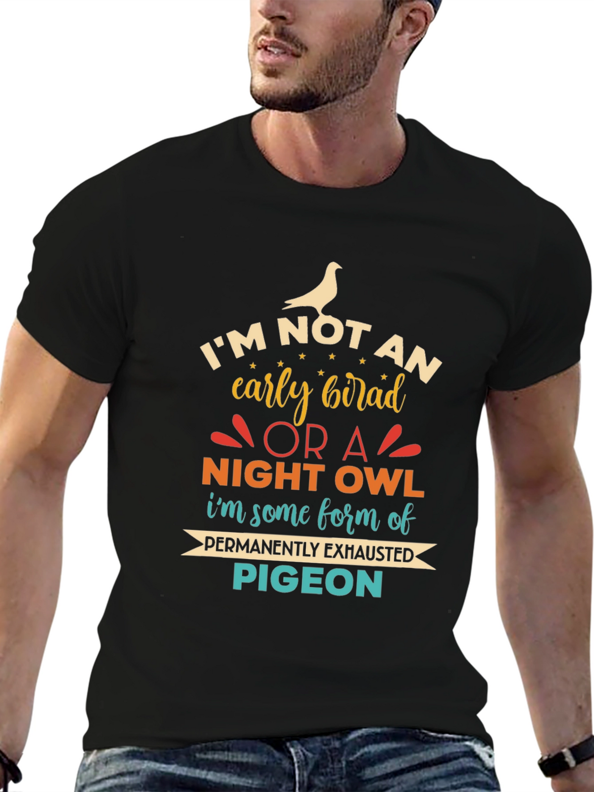 Funny Exhausted Pigeon Graphic T-Shirt