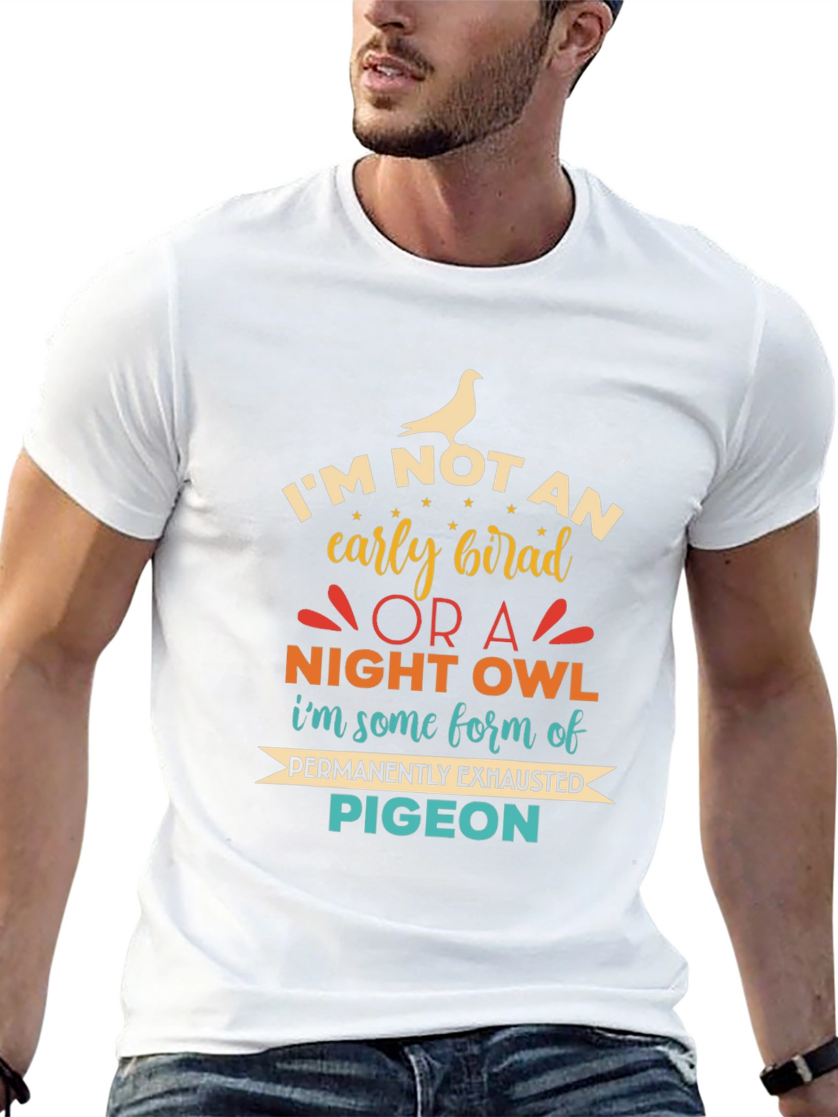 Funny Exhausted Pigeon Graphic T-Shirt