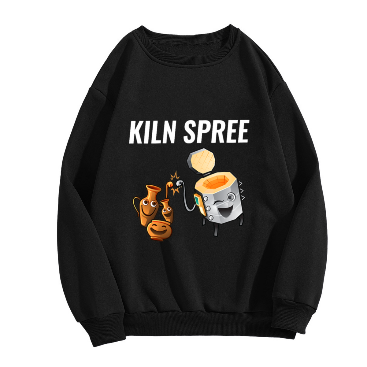 Kiln Spree Sweatshirt | Funny Cartoon Kiln Pottery Graphic Crewneck, Ceramics Lover Pullover Top, Potter Gift for Pottery Artists
