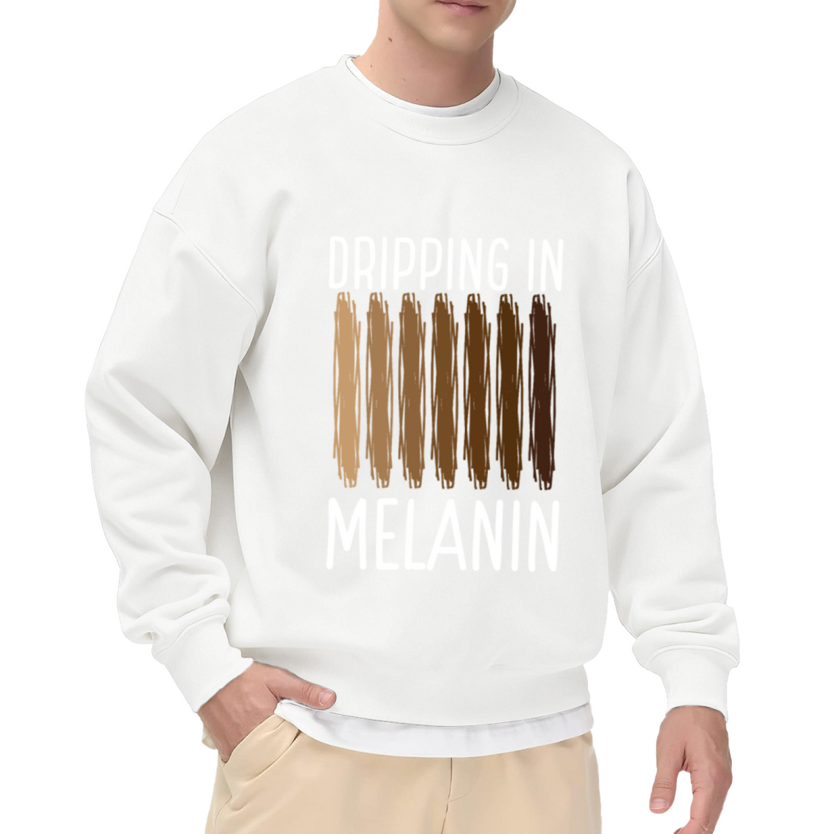 Dripping In Melanin Crewneck Sweatshirt | Proud Skin Tone Brush Stroke Pullover, Black History Month Graphic Top, Empowering Gift