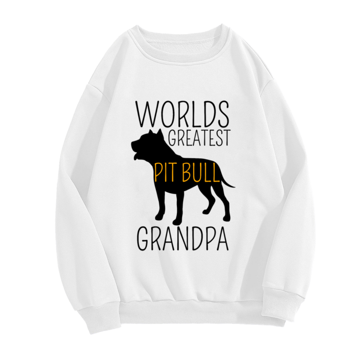 World's Greatest Pit Bull Grandpa Dog Silhouette Crewneck Sweatshirt | Pitbull Owner Pullover, Grandpa Gift