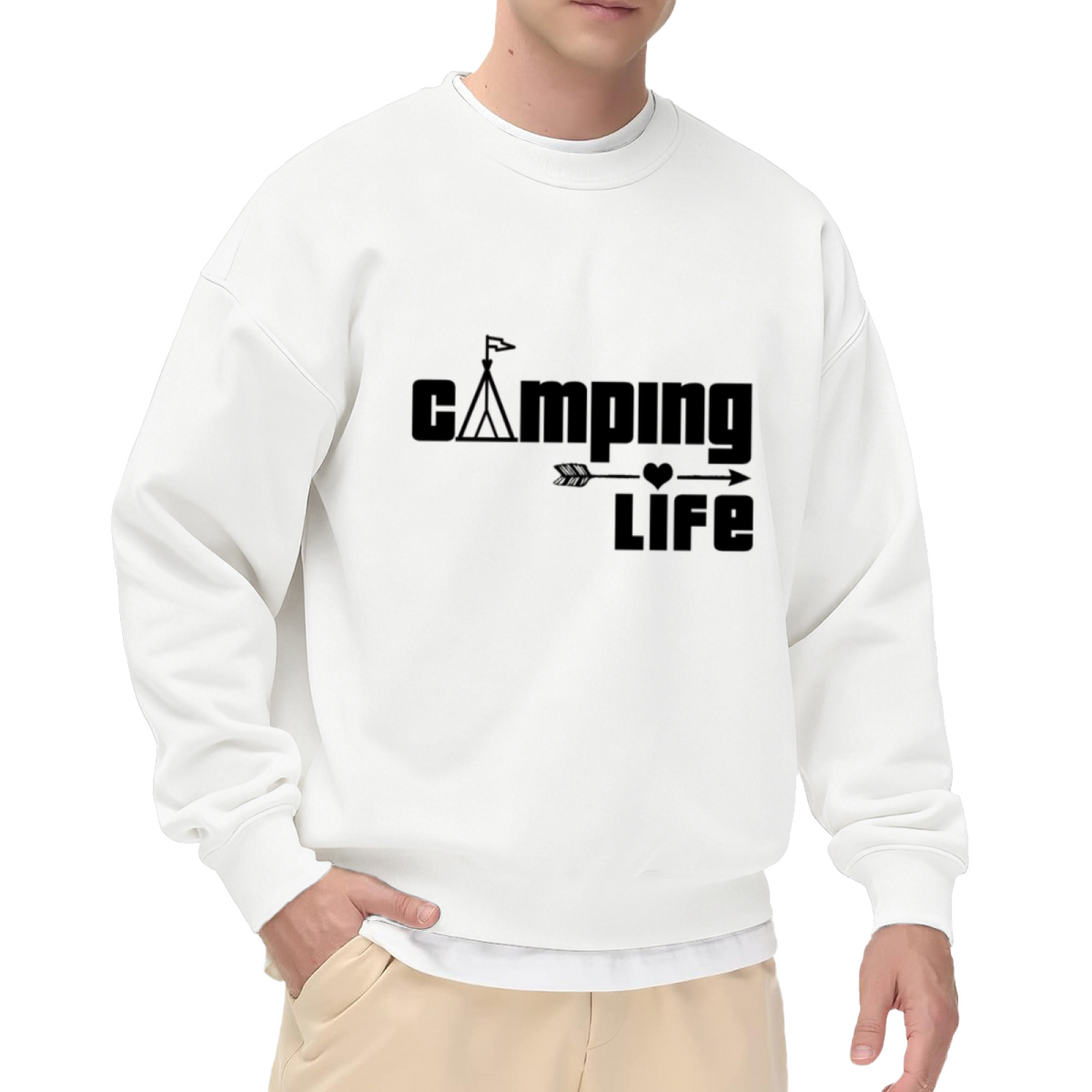 Camping Life Tent Heart Arrow Outdoor Crewneck Sweatshirt | Camping Lover Adventure Pullover, Camper Gift