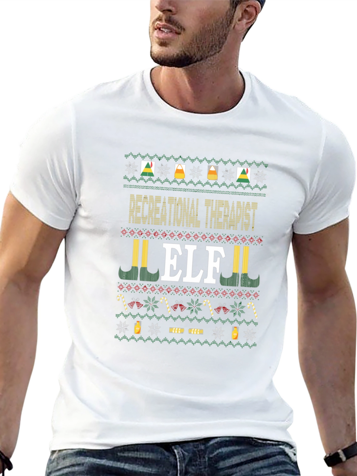 Recreational Therapist Elf Ugly Christmas T-Shirt