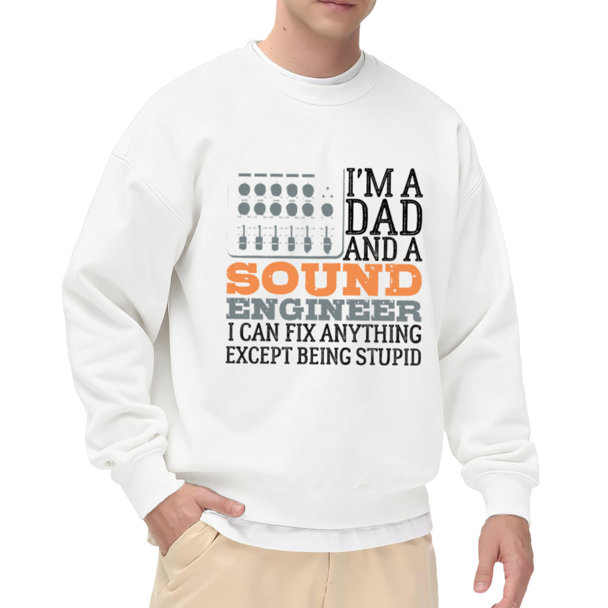 Dad And Sound Engineer I Can Fix Anything Crewneck Sweatshirt, Audio Mixing Console Pullover, Father's Day Gift