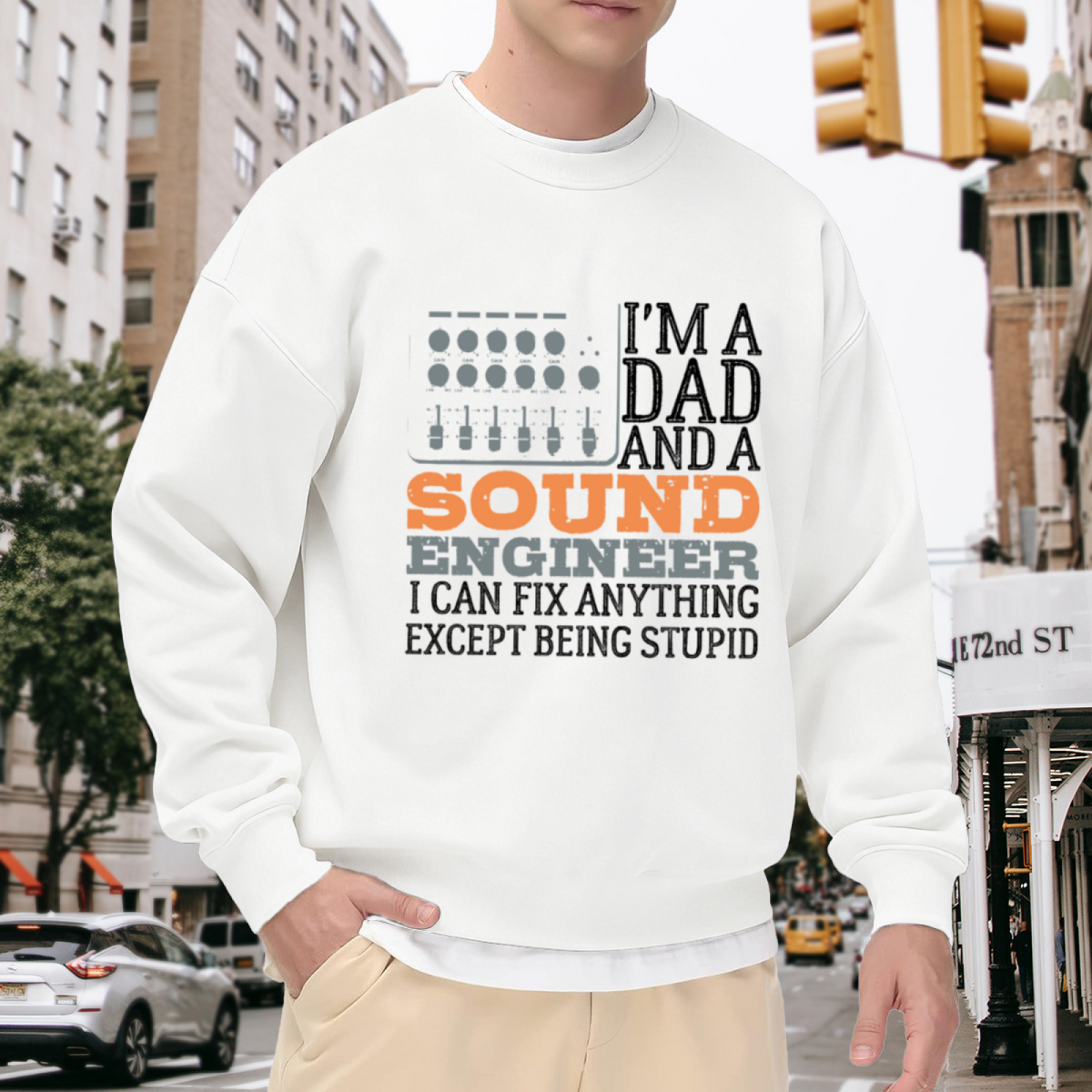 Dad And Sound Engineer I Can Fix Anything Crewneck Sweatshirt, Audio Mixing Console Pullover, Father's Day Gift
