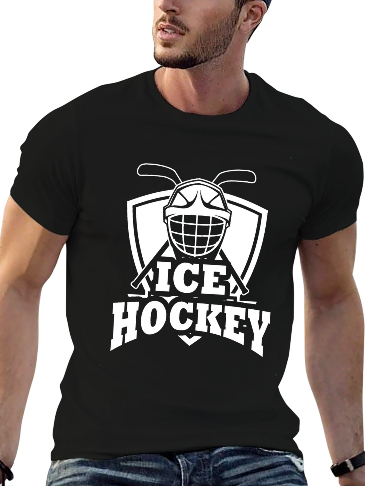 Ice Hockey Graphic Tee - Black T-Shirt