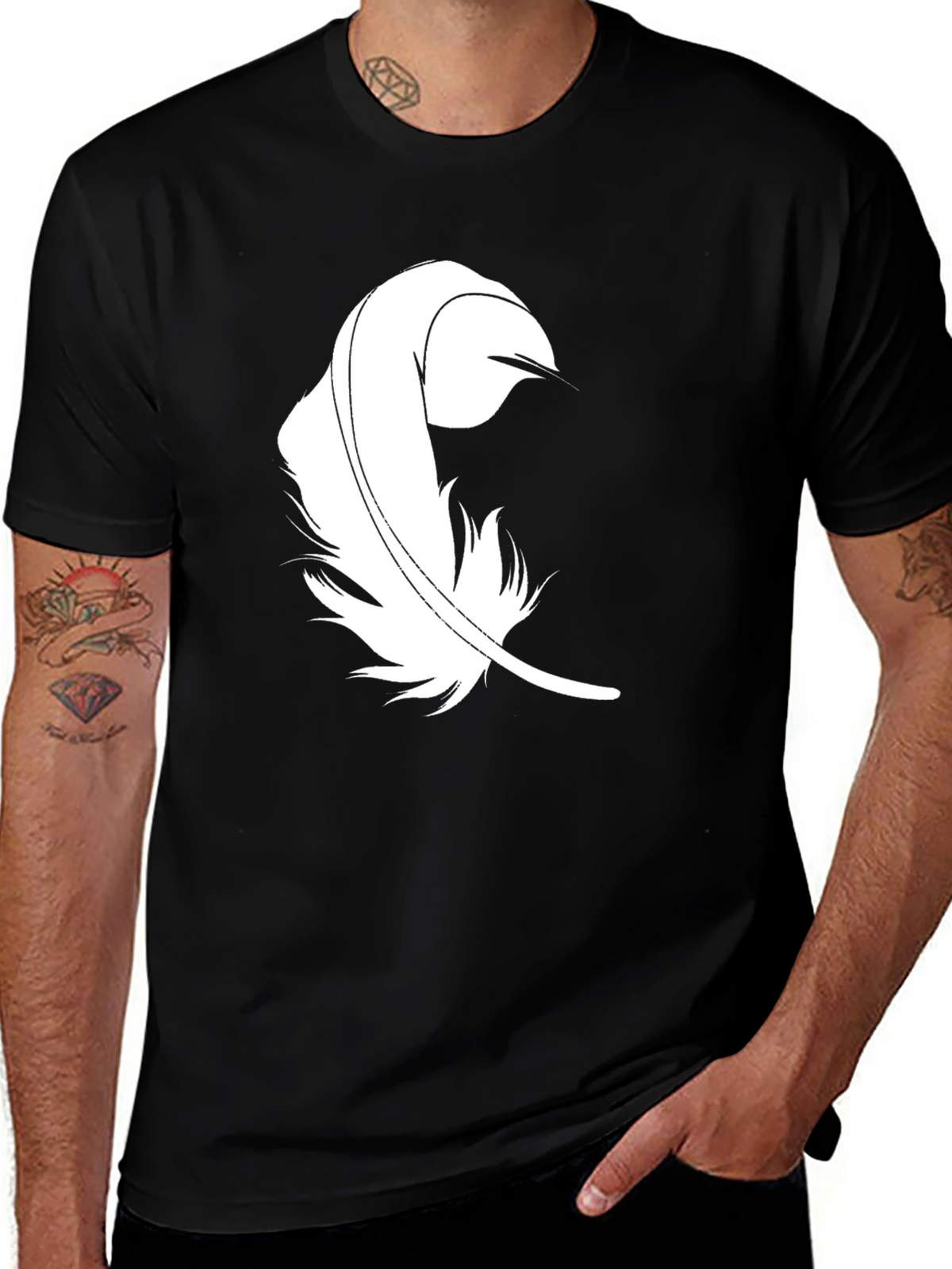 Feather Graphic Black T-Shirt