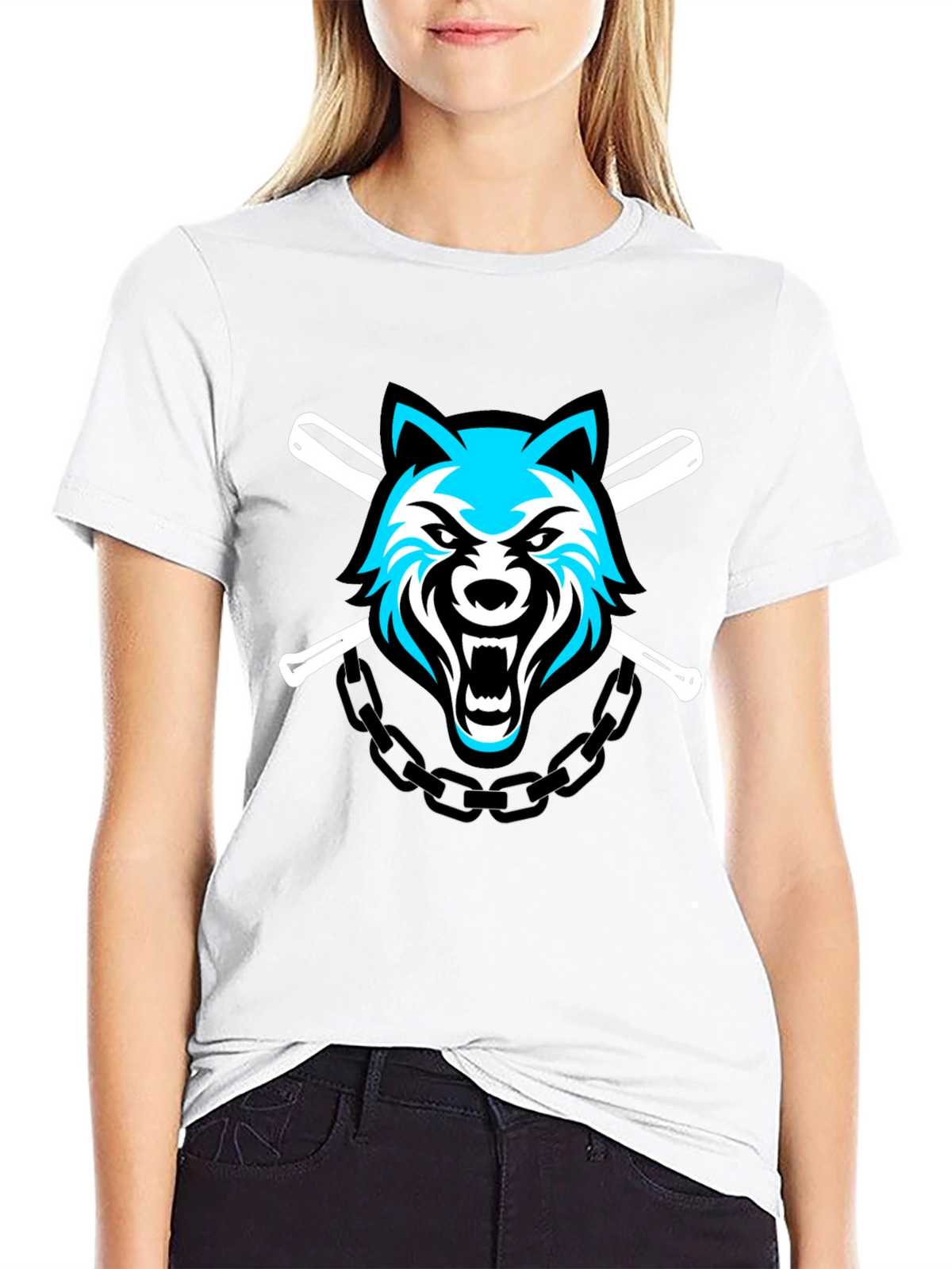 Wolf Baseball Team T-Shirt - Black