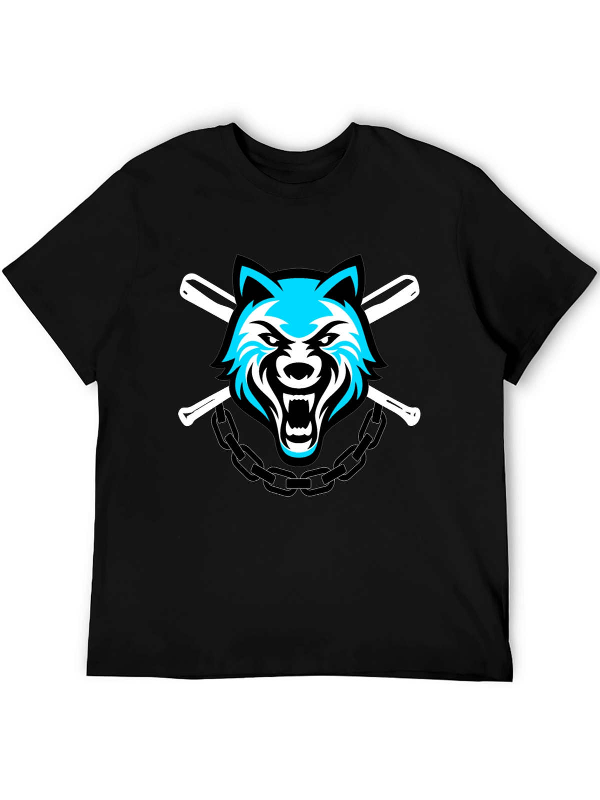Wolf Baseball Team T-Shirt - Black