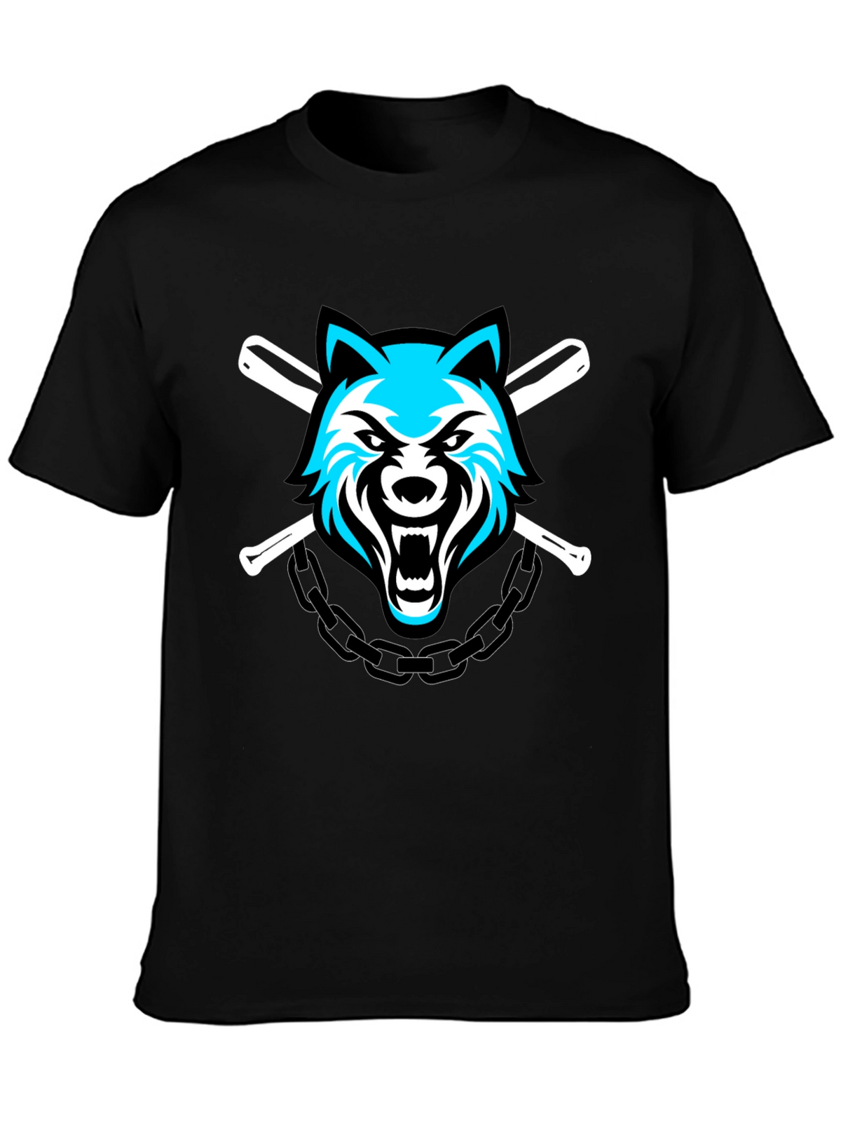 Wolf Baseball Team T-Shirt - Black