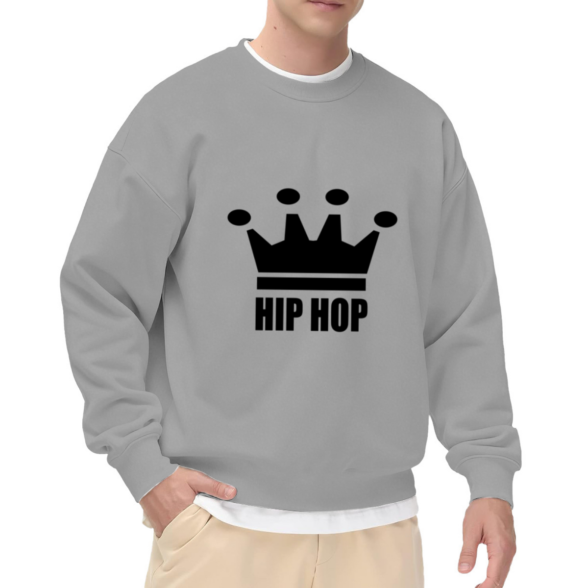 Hip Hop Crown Crewneck Sweatshirt, Minimalist Streetwear Emblem Pullover, Urban Music Gift