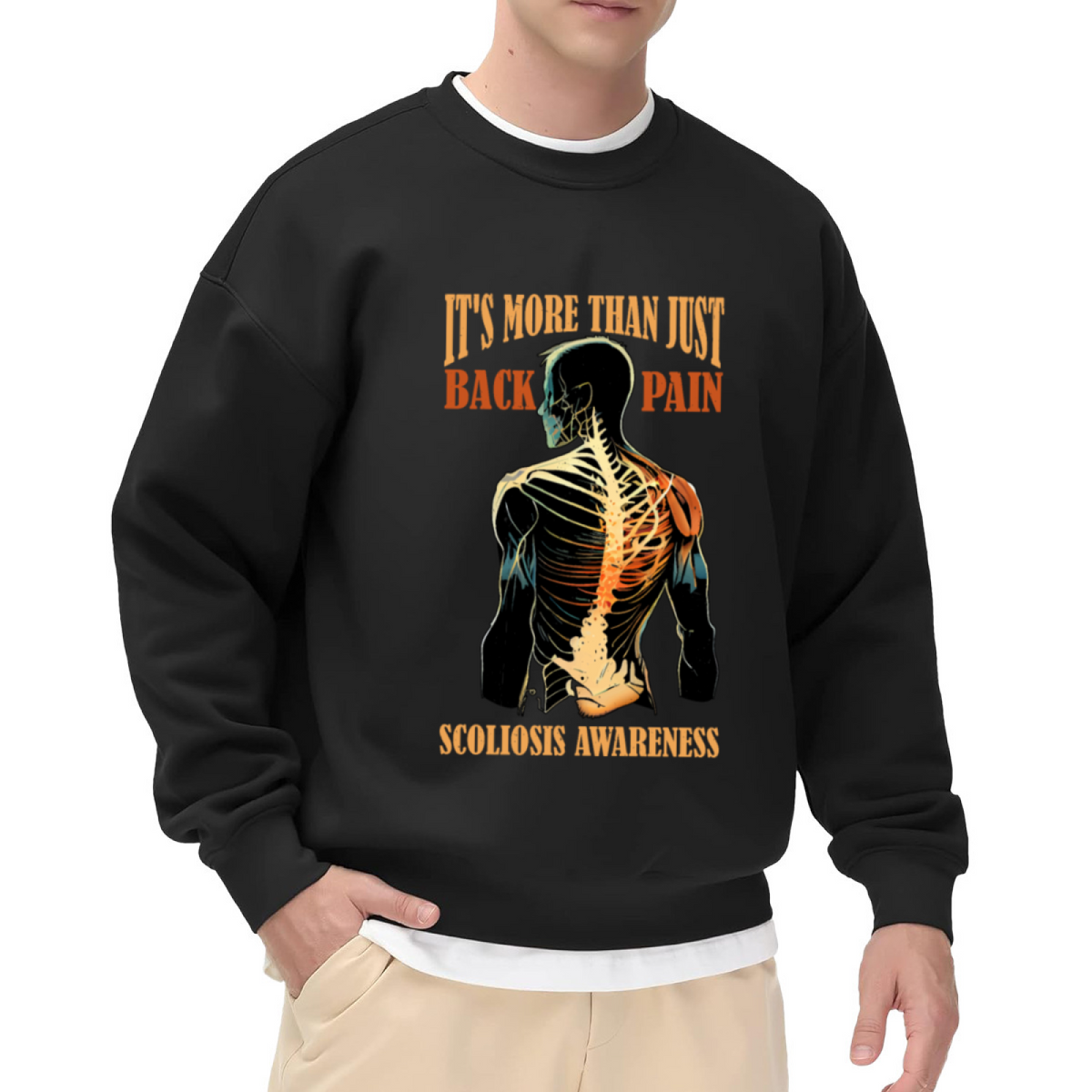 Scoliosis Awareness Crewneck Sweatshirt - 'It's More Than Just Back Pain' Design