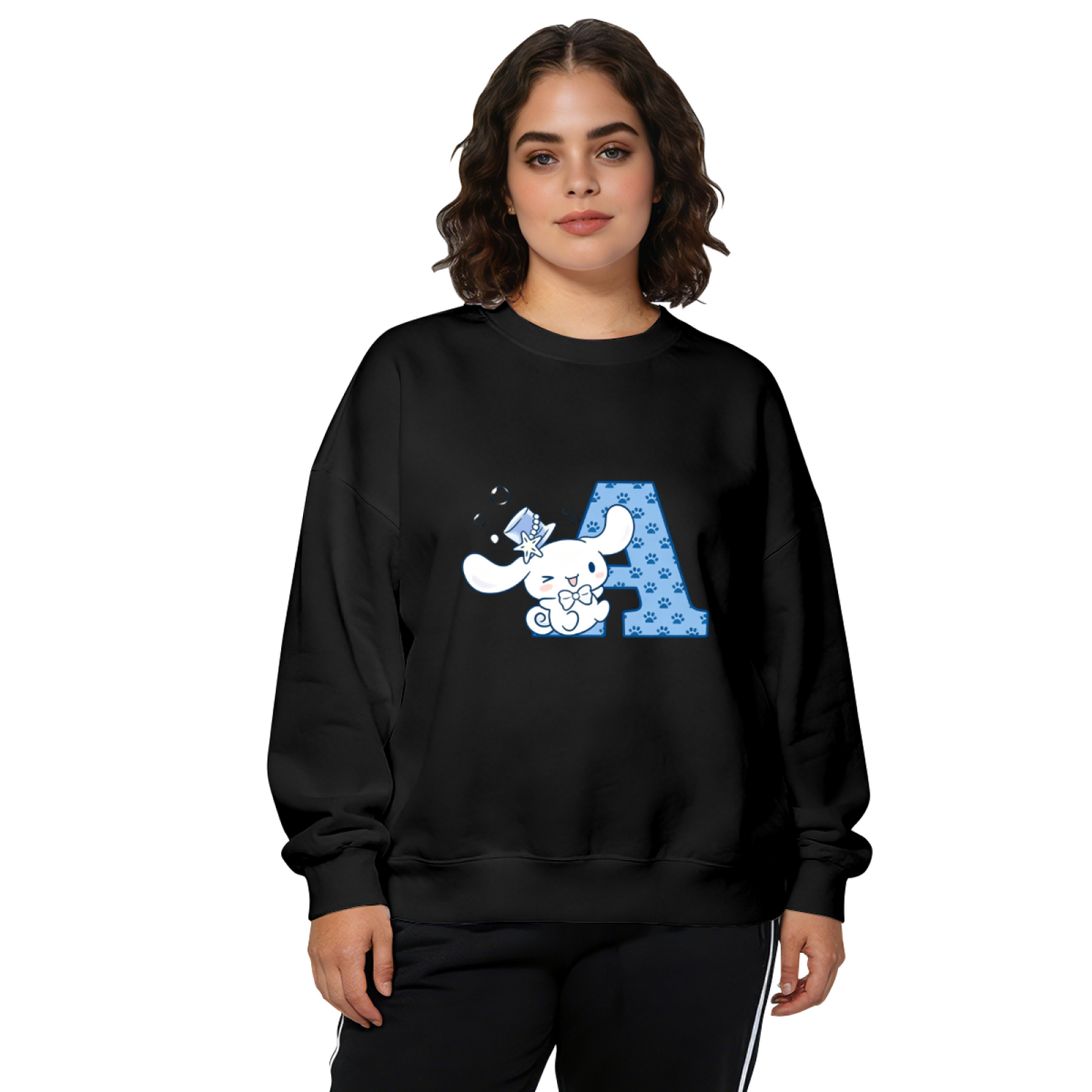 Adorable Cinnamoroll Letter A Graphic Crewneck Sweatshirt